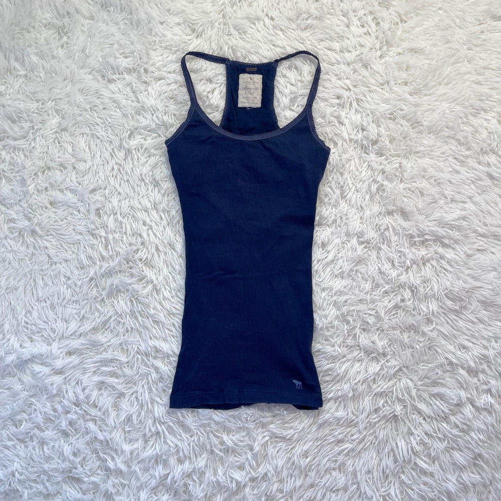y2k vintage abercrombie & fitch navy blue ribbed raceback tank medium
